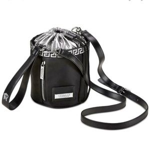 Auth Versace Black Silver Mini bucket Bag from Versace Perfume GWP Silver new
